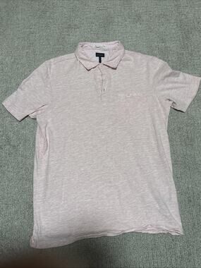 Good man brand pink heathered polo shirt with a hidden button-down collar